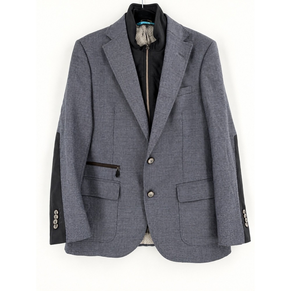 Robert Graham Sport Coat Mens Size 40 Grey Wool Cashmere Suede Bib Blazer Uptown